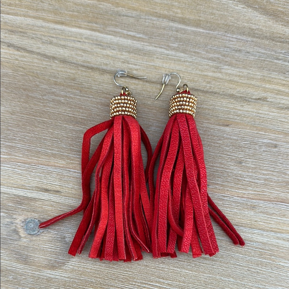 Noonday Collection Pirouette Chic Red Tassel Earrings